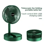 Folding Rechargeable Desk Fan, 3 Speeds Adjustable Height Table Fan with Timer, 2000mAh Rechargeable USB Charging for Home Office Travel - Image 2
